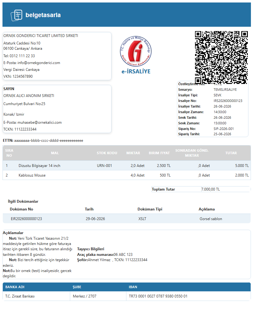 e-İrsaliye tasarımı
